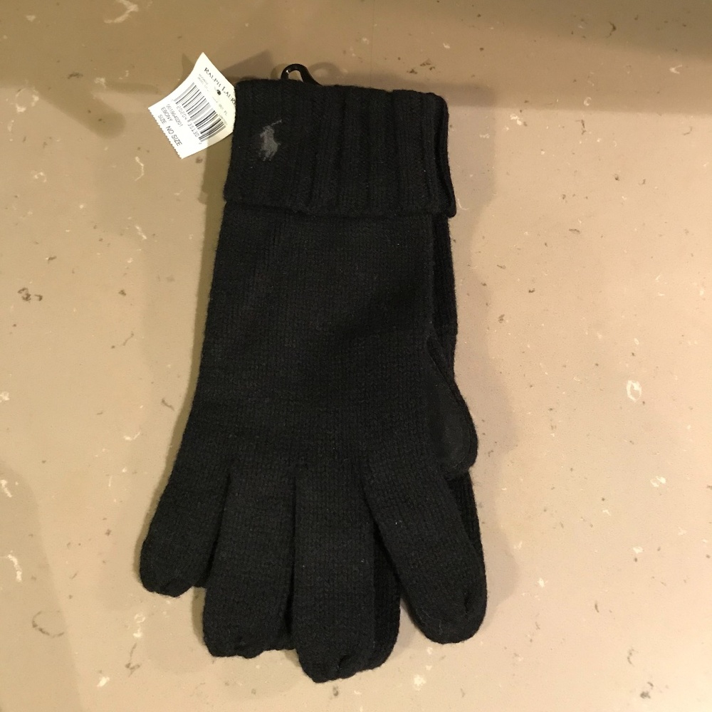 BRAND NEW Polo Ralph Lauren Black Knit Gloves